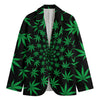 Swirl Cannabis Leaf Print Men's Cotton Blazer