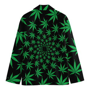 Swirl Cannabis Leaf Print Men's Cotton Blazer