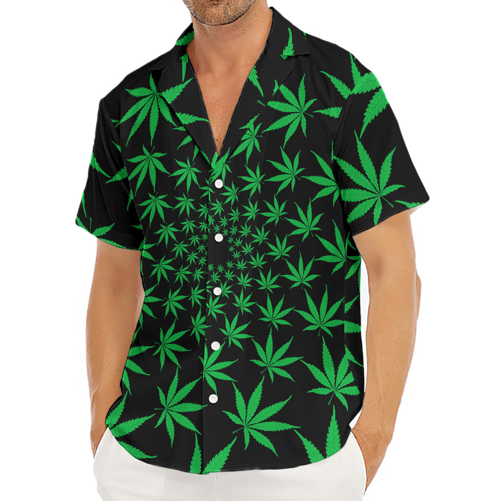 Swirl Cannabis Leaf Print Men's Deep V-Neck Shirt