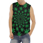 Swirl Cannabis Leaf Print Men's Fitness Tank Top