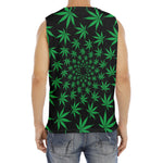 Swirl Cannabis Leaf Print Men's Fitness Tank Top