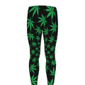 Swirl Cannabis Leaf Print Men's Leggings