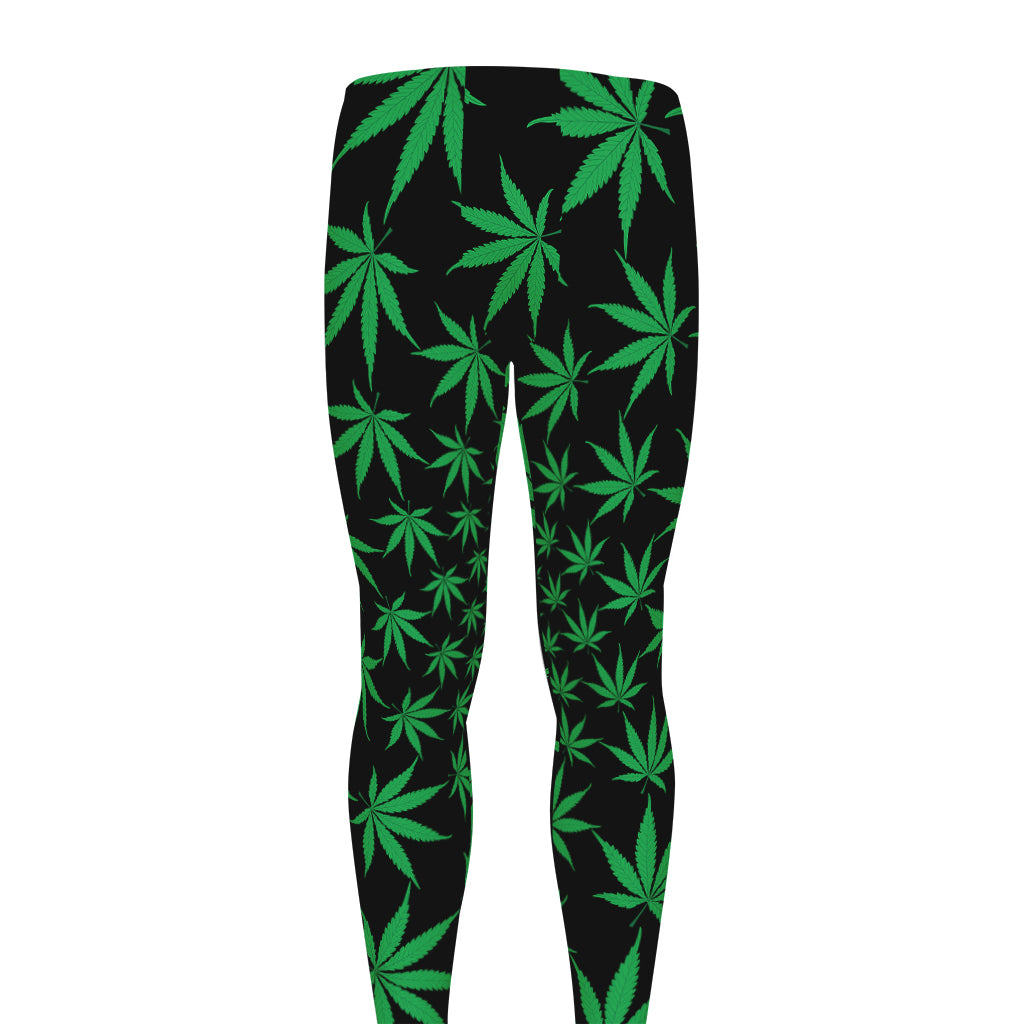 Swirl Cannabis Leaf Print Men's leggings