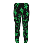 Swirl Cannabis Leaf Print Men's leggings