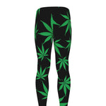 Swirl Cannabis Leaf Print Men's leggings