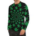 Swirl Cannabis Leaf Print Men's Long Sleeve Rash Guard