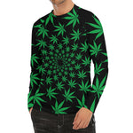 Swirl Cannabis Leaf Print Men's Long Sleeve Rash Guard