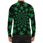 Swirl Cannabis Leaf Print Men's Long Sleeve Rash Guard