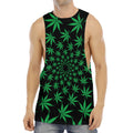 Swirl Cannabis Leaf Print Men's Muscle Tank Top