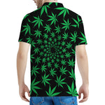 Swirl Cannabis Leaf Print Men's Polo Shirt