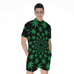 Swirl Cannabis Leaf Print Men's Rompers