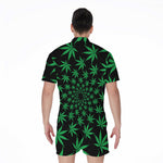 Swirl Cannabis Leaf Print Men's Rompers