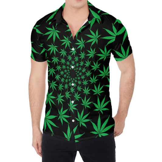 Swirl Cannabis Leaf Print Men's Shirt
