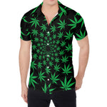 Swirl Cannabis Leaf Print Men's Shirt
