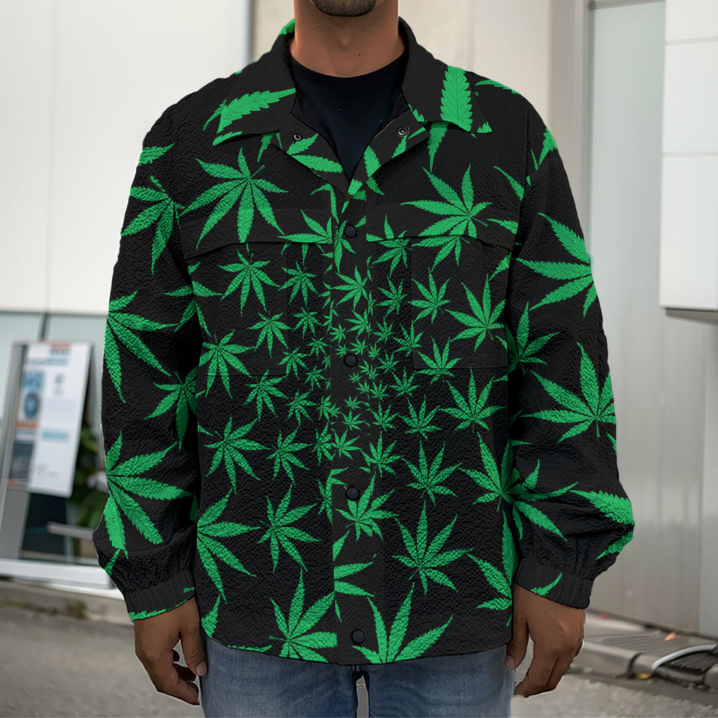 Swirl Cannabis Leaf Print Men's Shirt Jacket