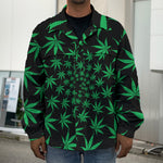 Swirl Cannabis Leaf Print Men's Shirt Jacket