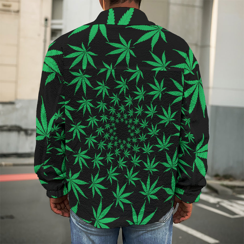 Swirl Cannabis Leaf Print Men's Shirt Jacket