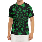 Swirl Cannabis Leaf Print Men's Short Sleeve Rash Guard
