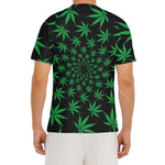 Swirl Cannabis Leaf Print Men's Short Sleeve Rash Guard