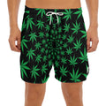 Swirl Cannabis Leaf Print Men's Split Running Shorts