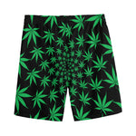 Swirl Cannabis Leaf Print Men's Sports Shorts