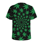 Swirl Cannabis Leaf Print Men's Sports T-Shirt