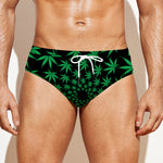 Swirl Cannabis Leaf Print Men's Swim Briefs