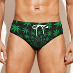 Swirl Cannabis Leaf Print Men's Swim Briefs