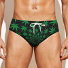 Swirl Cannabis Leaf Print Men's Swim Briefs