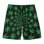 Swirl Cannabis Leaf Print Men's Swim Trunks