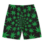 Swirl Cannabis Leaf Print Men's Swim Trunks