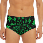Swirl Cannabis Leaf Print Men's Triangle Swim Briefs
