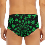 Swirl Cannabis Leaf Print Men's Triangle Swim Briefs