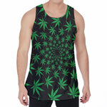 Swirl Cannabis Leaf Print Men's Velvet Tank Top