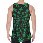 Swirl Cannabis Leaf Print Men's Velvet Tank Top