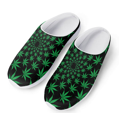 Swirl Cannabis Leaf Print Mesh Casual Shoes