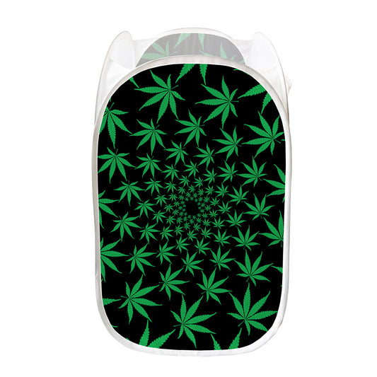 Swirl Cannabis Leaf Print Mesh Laundry Hamper