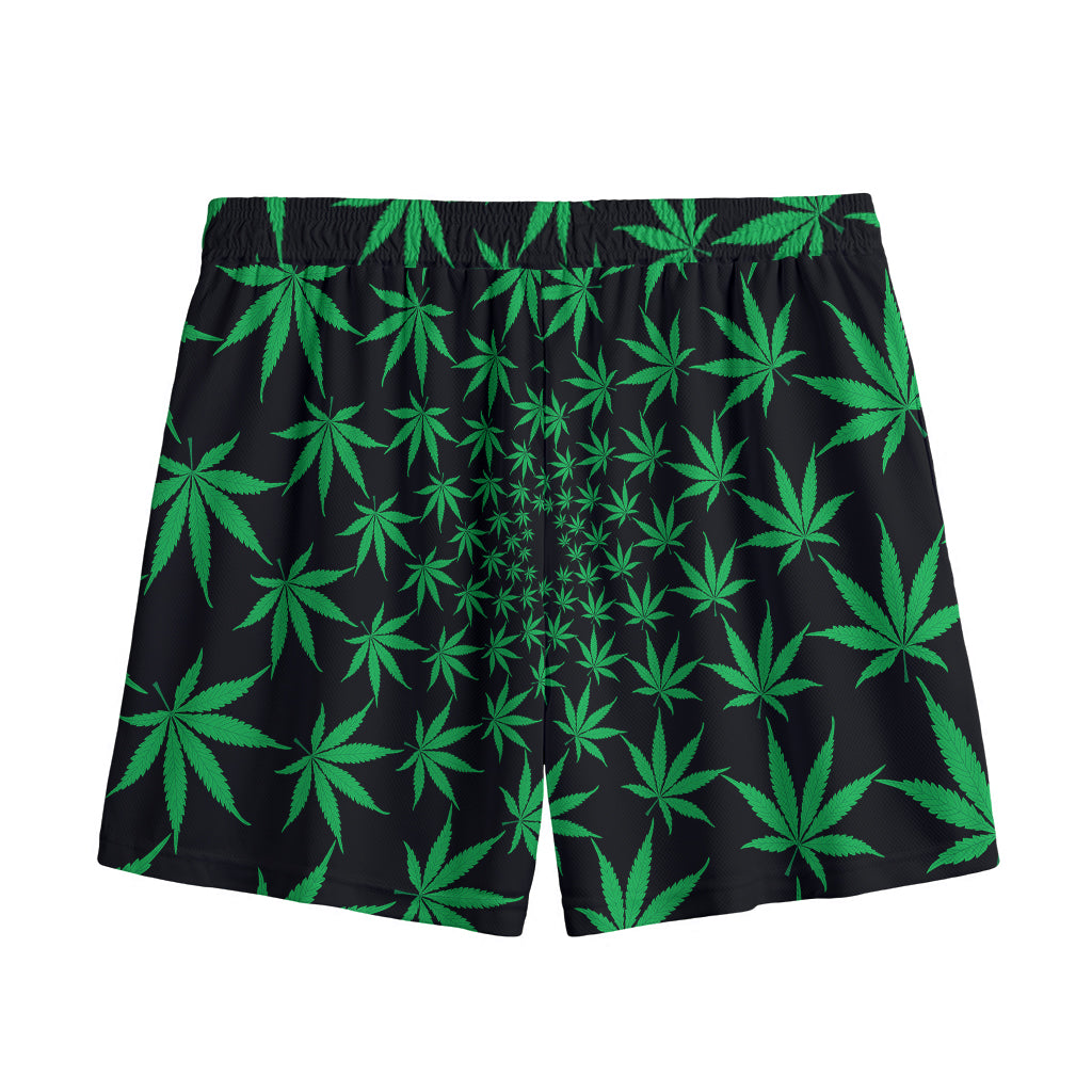 Swirl Cannabis Leaf Print Mesh Shorts