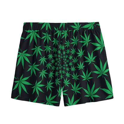 Swirl Cannabis Leaf Print Mesh Shorts