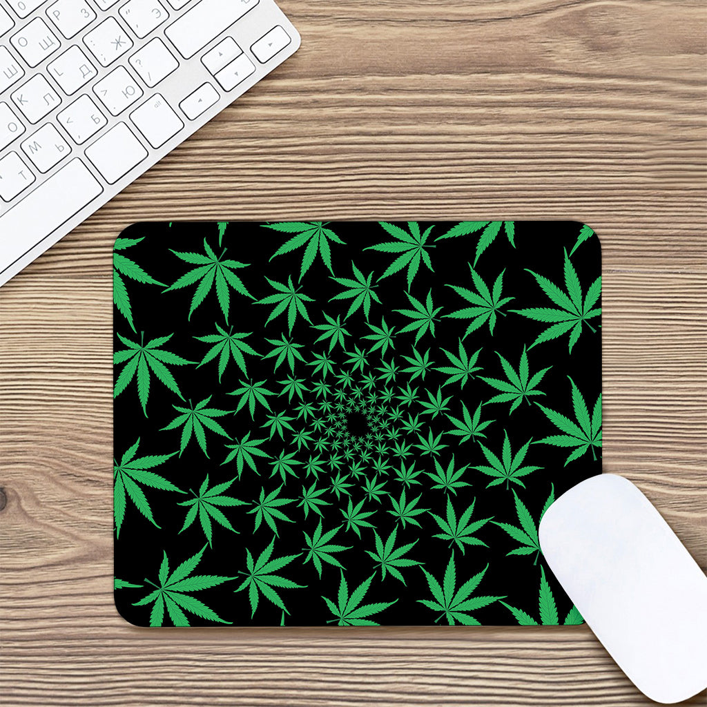 Swirl Cannabis Leaf Print Mouse Pad