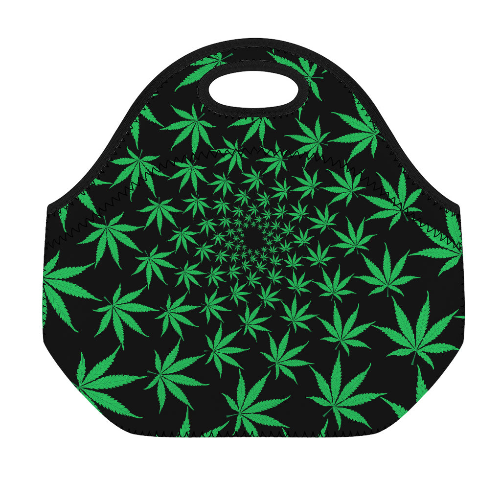 Swirl Cannabis Leaf Print Neoprene Lunch Bag