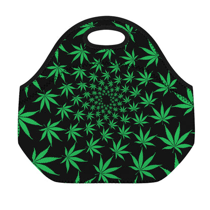 Swirl Cannabis Leaf Print Neoprene Lunch Bag