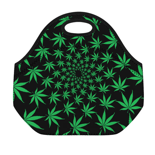 Swirl Cannabis Leaf Print Neoprene Lunch Bag