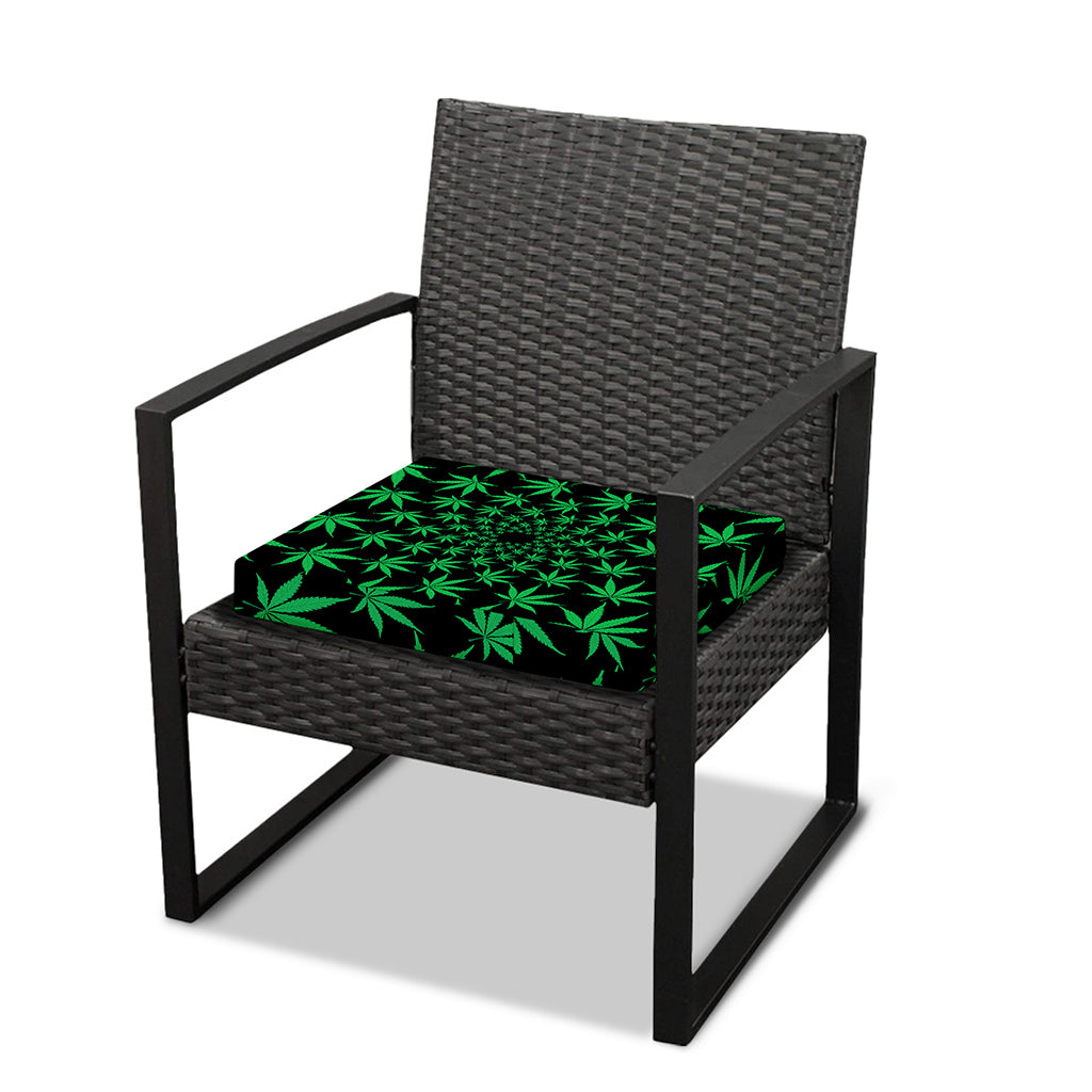 Swirl Cannabis Leaf Print Outdoor Seat Cushion Cover