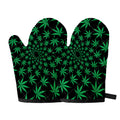 Swirl Cannabis Leaf Print Oven Mitts