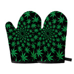 Swirl Cannabis Leaf Print Oven Mitts