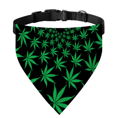 Swirl Cannabis Leaf Print Over The Collar Dog Bandana