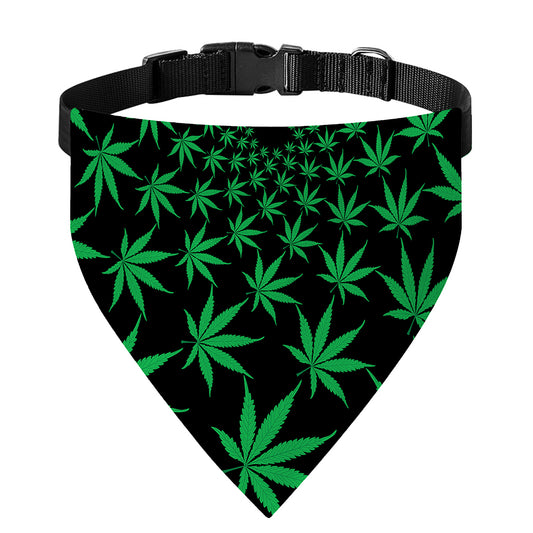 Swirl Cannabis Leaf Print Over The Collar Dog Bandana