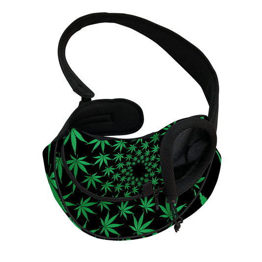 Swirl Cannabis Leaf Print Pet Sling Carrier