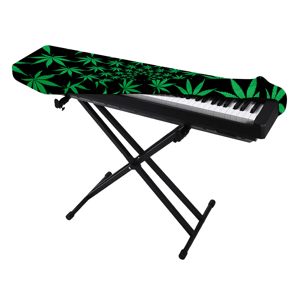 Swirl Cannabis Leaf Print Piano Keyboard Cover